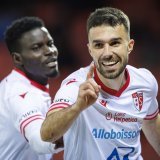 Kreshnik Hajrizi célebre son but lors de la rencontre de football de Swiss Super League entre le FC Sion et le Yverdon Sport FC